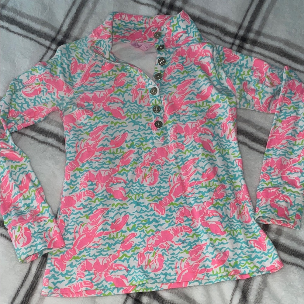 Lily Pulitzer Lobster Print Button Top